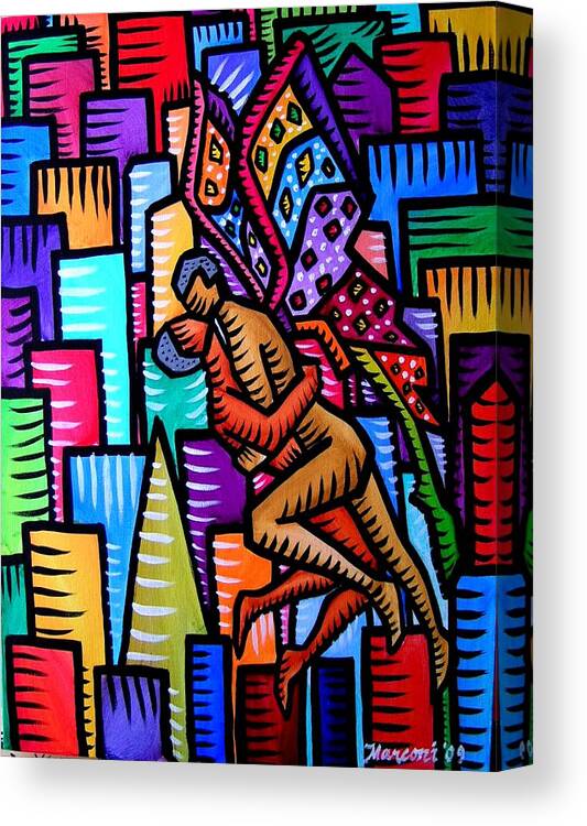  Canvas Print featuring the painting Wings of Love by Marconi Calindas