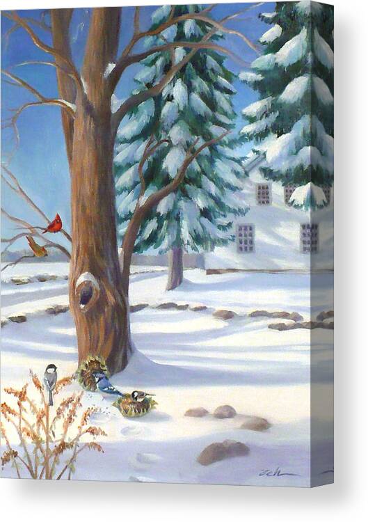 Landscape Print Canvas Print featuring the painting Winter Day by Janet Zeh