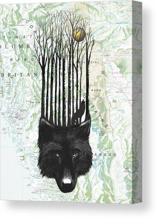 Wolf Canvas Print featuring the digital art Wolf Barcode by Sassan Filsoof
