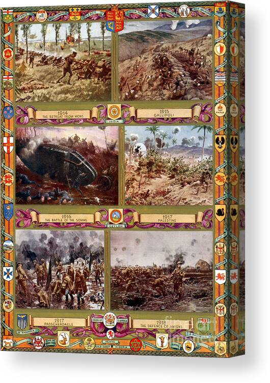 History Canvas Print featuring the photograph Wwi, Important Battles Of The British by Photo Researchers