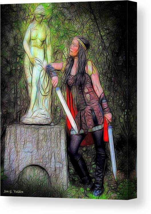 Xena Canvas Print featuring the photograph Xena And The Magic Statue by Jon Volden