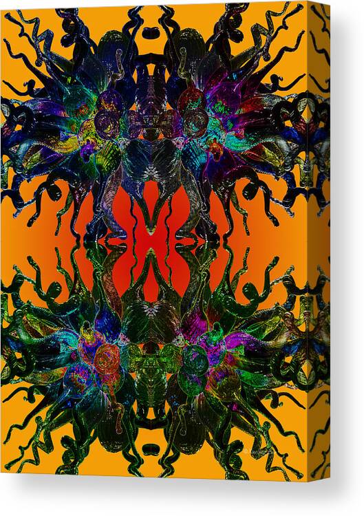 Chinese Canvas Print featuring the digital art Yellow Dragon Power by Xueling Zou