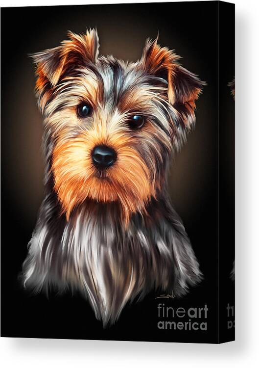 Spano Canvas Print featuring the painting Yorkie Portrait by Spano by Michael Spano
