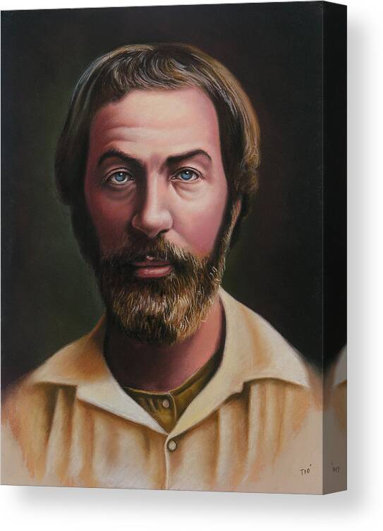 Walt Whitman Canvas Print featuring the pastel Young Walt Whitman by Miguel Tio