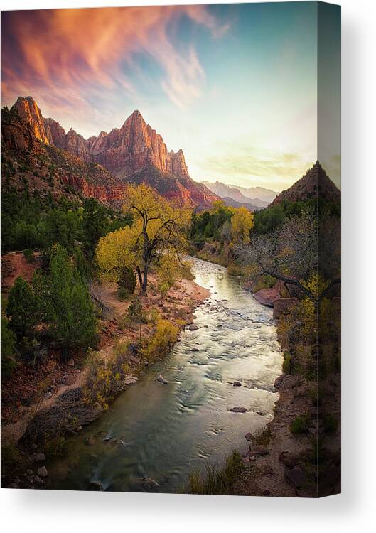 Zion Canvas Print featuring the photograph Zion National Park by Michael Zheng