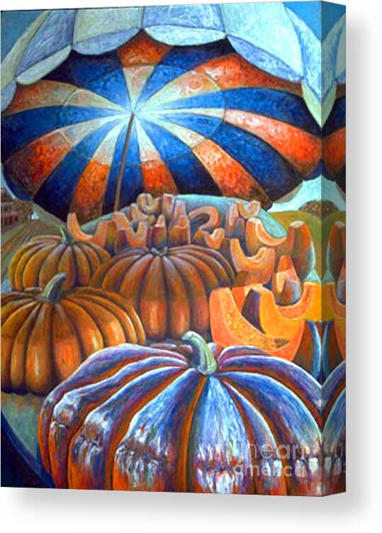 Umbrella Canvas Print featuring the painting 01014 Pumpkin Harvest by AnneKarin Glass
