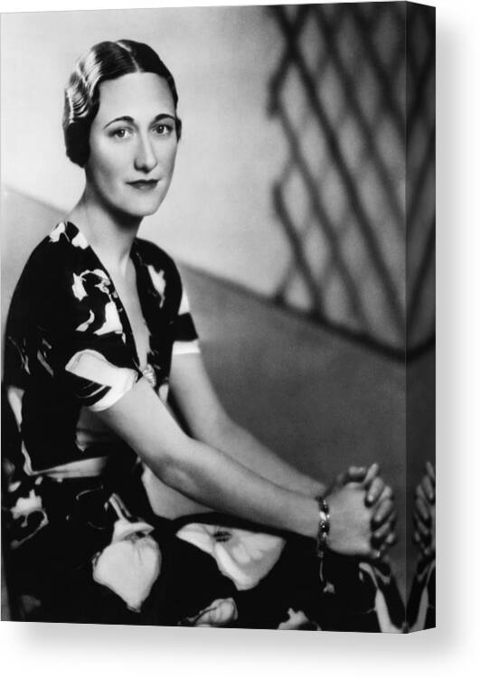 1930s Canvas Print featuring the photograph Future Duchess Of Windsor Wallis #1 by Everett