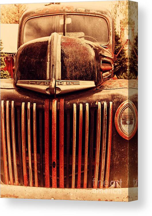 Retro Canvas Print featuring the photograph Nostalgic Rusty Old Ford Truck . 7D10281 by Wingsdomain Art and Photography