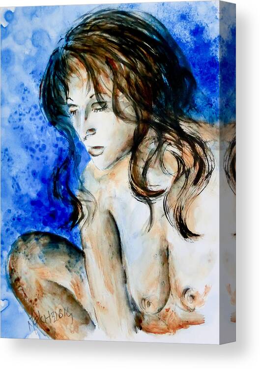 Nude Canvas Print featuring the painting Nude 02 #1 by Nik Helbig