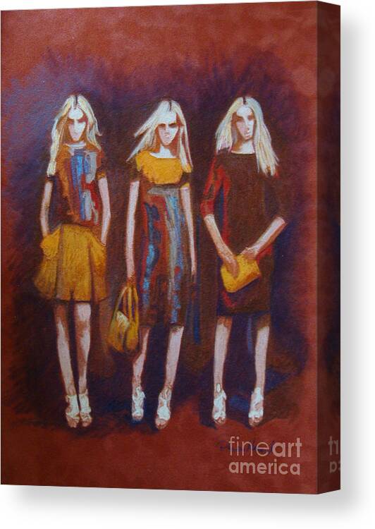 Fashion Canvas Print featuring the painting On the Catwalk by Phyllis Howard