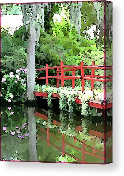 Bridge Canvas Print featuring the painting Red Bridge #1 by Mindy Newman
