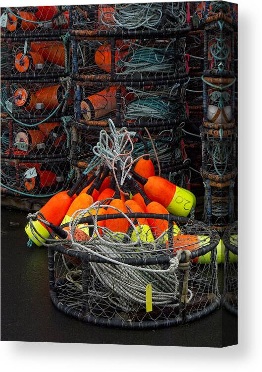 Fishing Canvas Print featuring the photograph Buoys and Crabpots on the Oregon Coast #2 by Carol Leigh