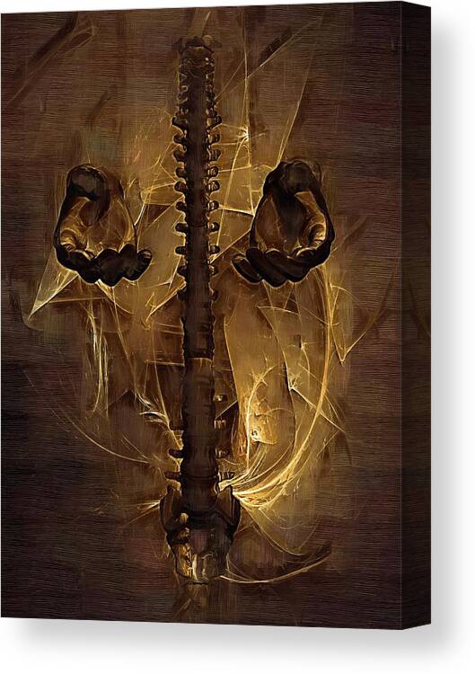 Spine Canvas Print featuring the digital art Healing Hands #5 by Joseph Ventura