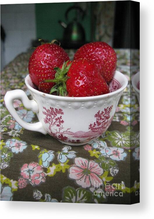 Garden Canvas Print featuring the photograph A Cup of Strawberries by Ausra Huntington nee Paulauskaite