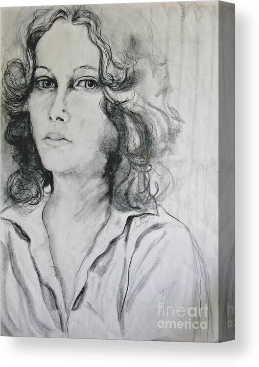 Portrait Canvas Print featuring the drawing A Look Within by Rory Siegel