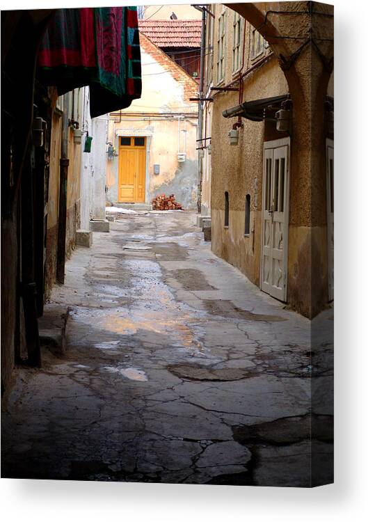 Romania Canvas Print featuring the photograph Alleyway Sibiu Romania by Todd Fox