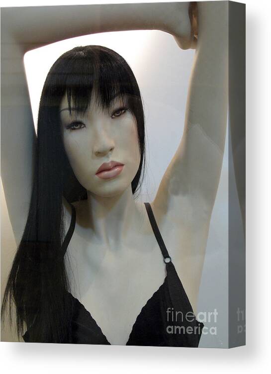 Portraits And Faces Canvas Print featuring the photograph Asian Female Face Mannequin by Kathy Fornal