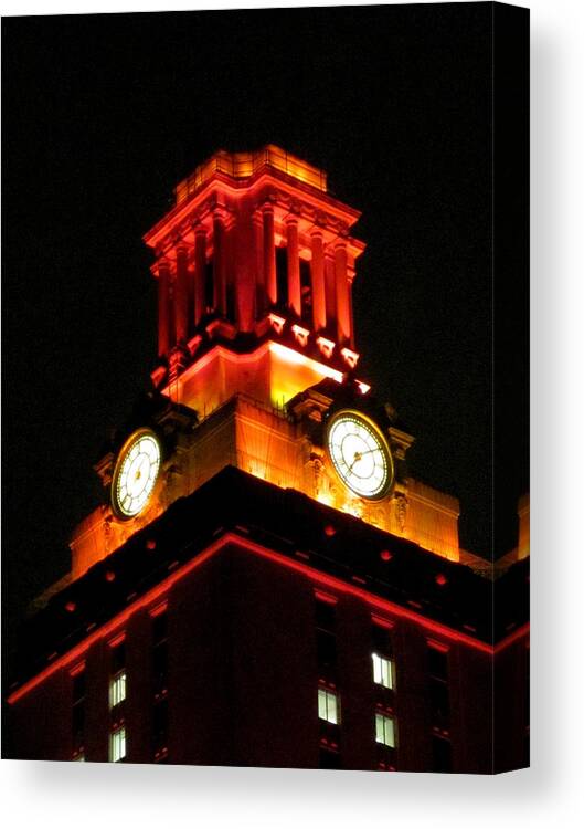 University Of Texas Canvas Print featuring the photograph Burnt Orange University of Texas Tower by Life Makes Art