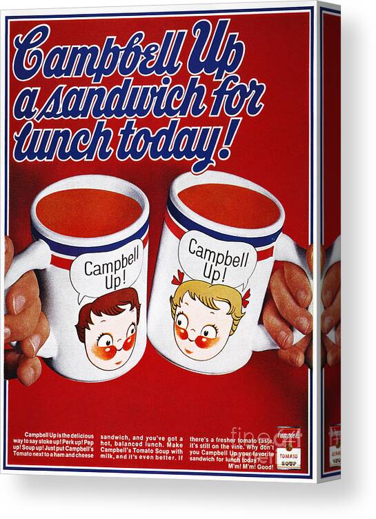 -domestic- Canvas Print featuring the photograph Campbells Soup Ad, 1969 by Granger