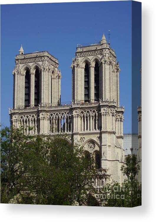 Notre Dame Cathedral Canvas Print featuring the photograph Notre Dame before the fire by Valerie Shaffer