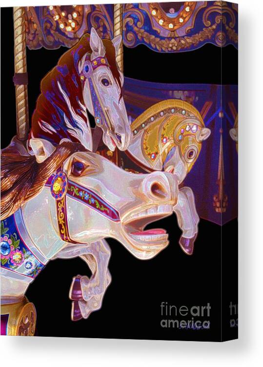 Carousel Canvas Print featuring the photograph colorful fantasy ponies - My Dream of Horses by Sharon Hudson