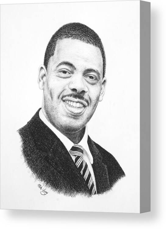 Portraits Canvas Print featuring the drawing Dr. Kenny Baldwin by Mike Ivey