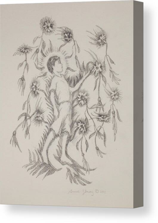 Flowers Canvas Print featuring the drawing Flowers Ascending by Bruce Zboray