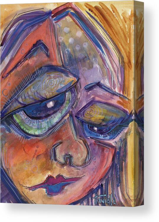 Self Portrait Canvas Print featuring the painting Frustration by Tanielle Childers