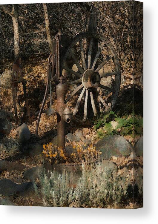Water Pump Canvas Print featuring the digital art Garden Treasures by Ernest Echols
