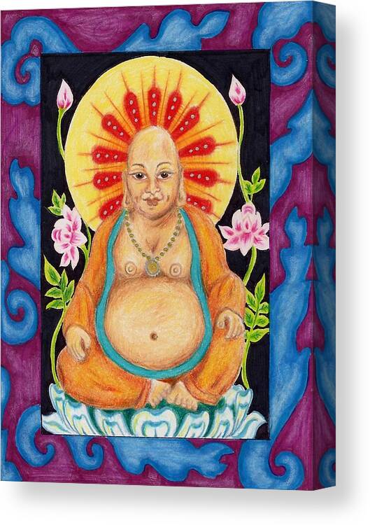 Buddha Canvas Print featuring the drawing Gentle Buddha by Suzan Sommers