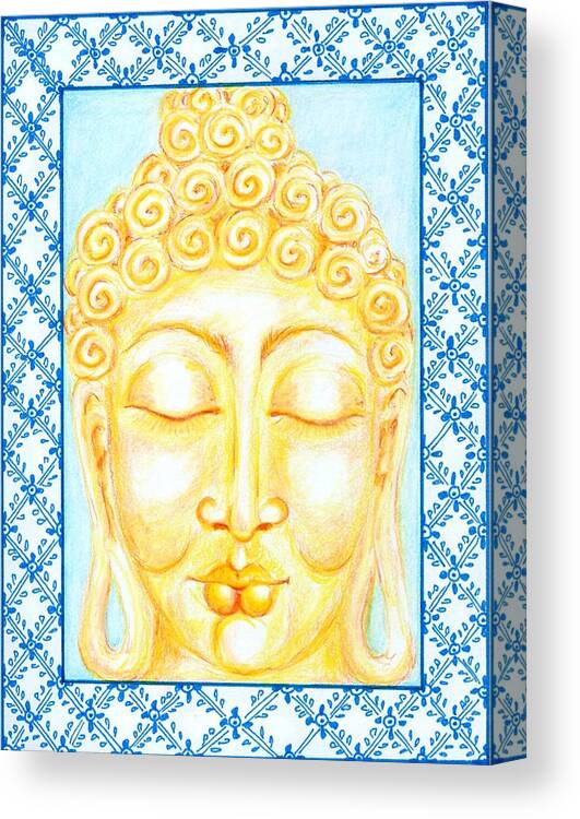 Buddha Canvas Print featuring the drawing Golden Buddha by Suzan Sommers