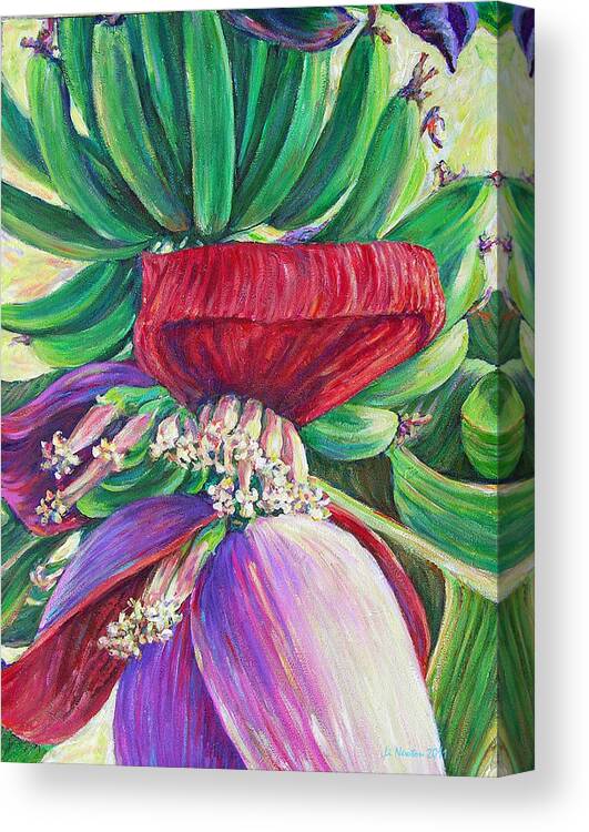 Banana Canvas Print featuring the painting Gone Bananas by Li Newton
