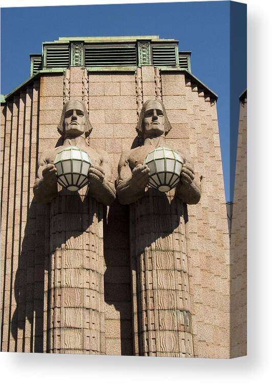 Statues Canvas Print featuring the photograph Helsinki Station by David Harding