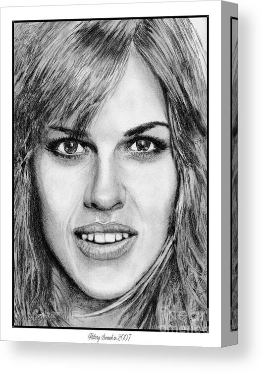 Hilary Swank Canvas Print featuring the drawing Hilary Swank in 2007 by J McCombie