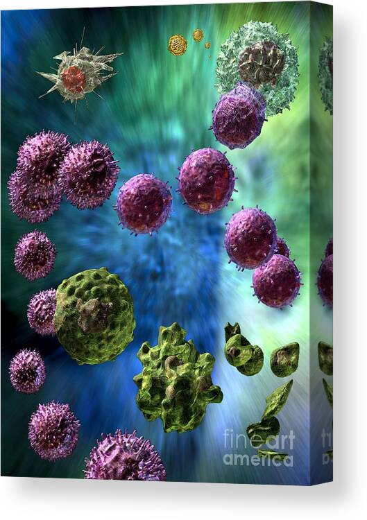 Antigens Canvas Print featuring the digital art Immune Response Cytotoxic 3 by Russell Kightley