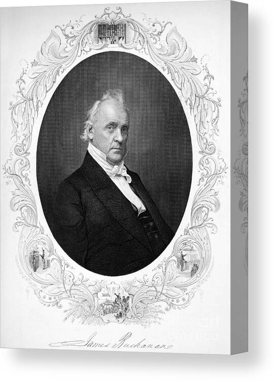 19th Century Canvas Print featuring the photograph James Buchanan (1791-1968) by Granger