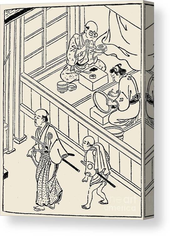 1700 Canvas Print featuring the photograph Japan: Samurai, 1700 by Granger