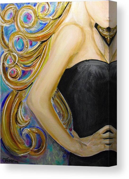 Figures Canvas Print featuring the painting Little Black Dress by Melissa Torres