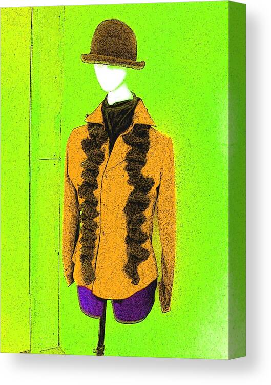 Mannequin Canvas Print featuring the digital art Mannequin on Green by Nina-Rosa Dudy