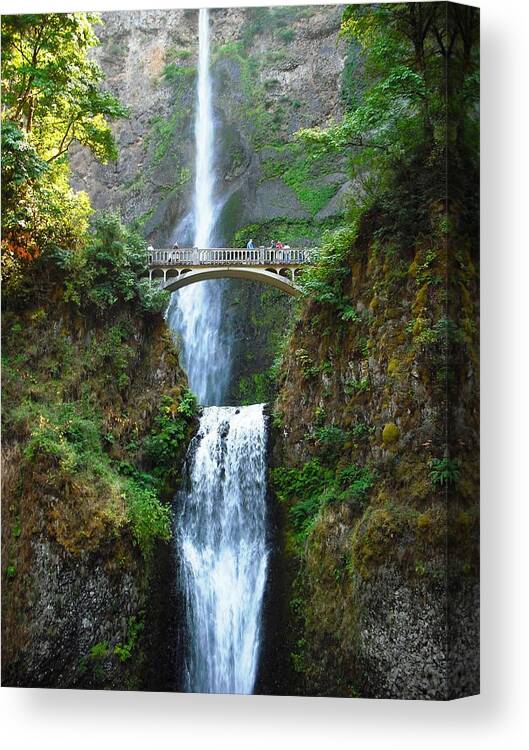 Twilight Canvas Print featuring the photograph Multnomah Falls by Kelly Manning