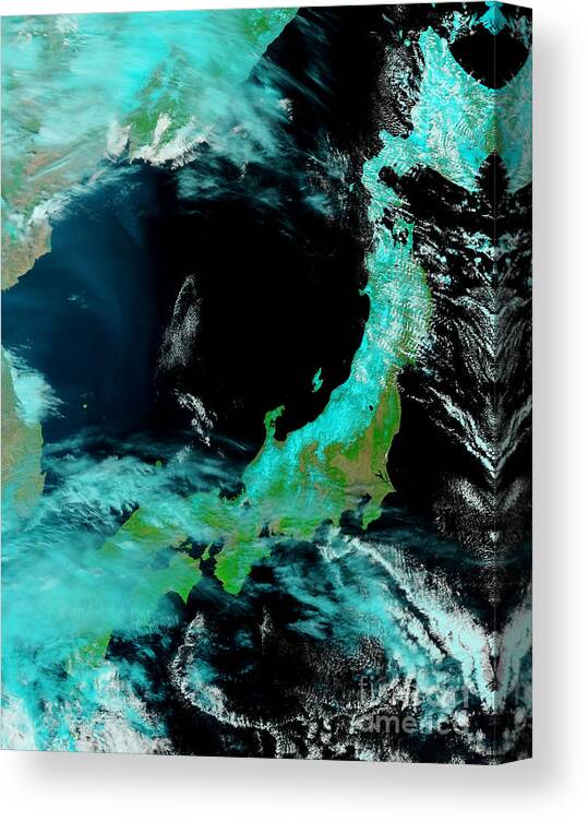 Japan Canvas Print featuring the photograph Northeastern Japan After Tsunami by National Aeronautics and Space Administration