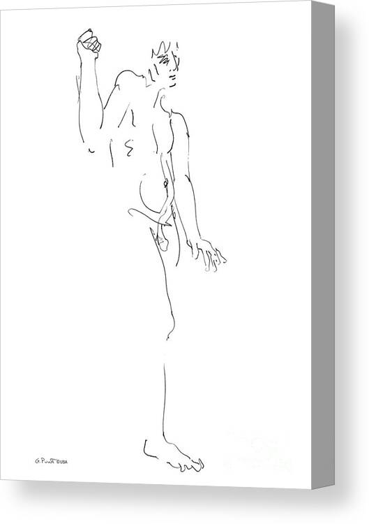 Male Canvas Print featuring the drawing Nude_Male_Drawing_26 by Gordon Punt