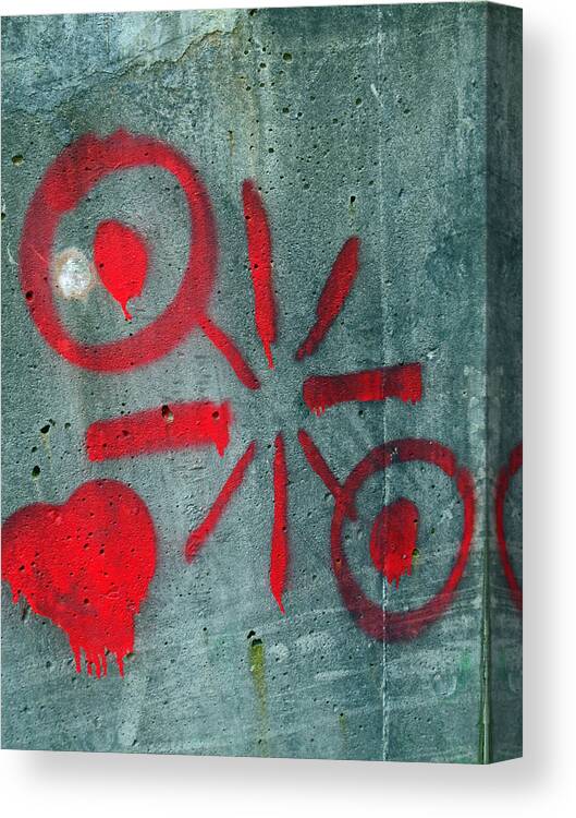 Red Heart Canvas Print featuring the photograph Orono Grafitti 22 by Cyryn Fyrcyd