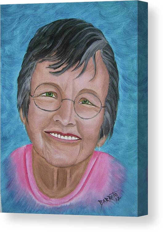 A Portrait Of My Dear Friend Paula Canvas Print featuring the painting Paula by Gloria E Barreto-Rodriguez