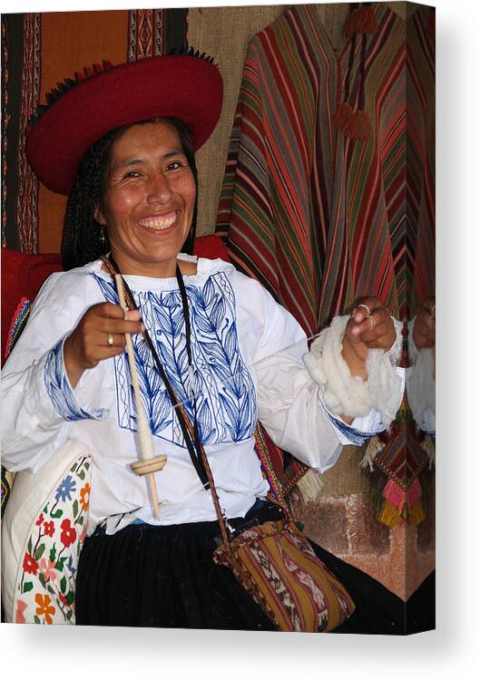 Peru Canvas Print featuring the photograph Peruvian Weaver by Nora Martinez