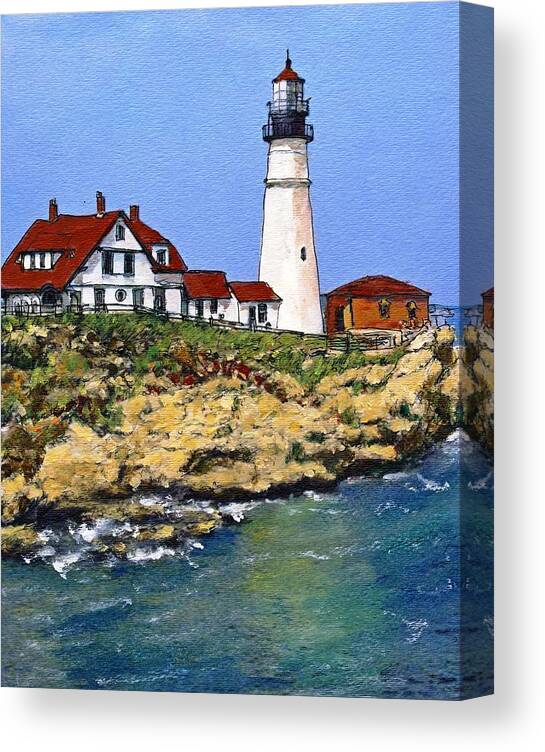 Maine Canvas Print featuring the painting Portland Head Light House by Randy Sprout
