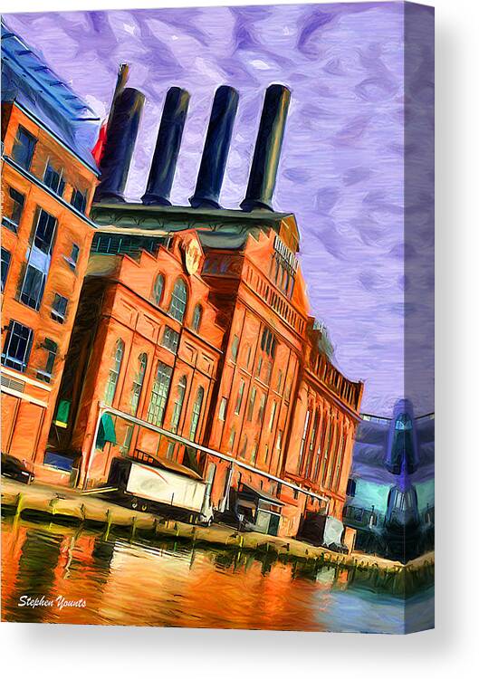 Baltimore Canvas Print featuring the digital art Power Plant by Stephen Younts
