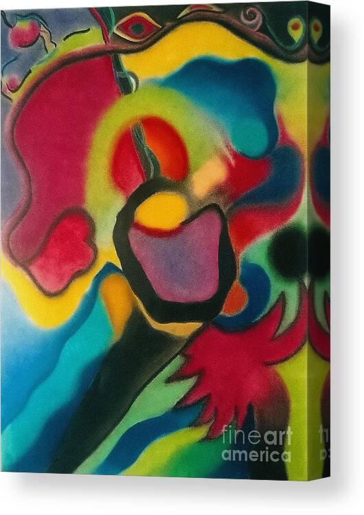 Abstract Canvas Print featuring the photograph Red Blue Yellow by Christine Perry