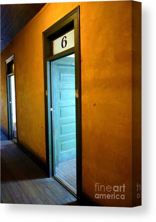 Hotel Canvas Print featuring the photograph Room SIX in Old Hotel by Renee Trenholm