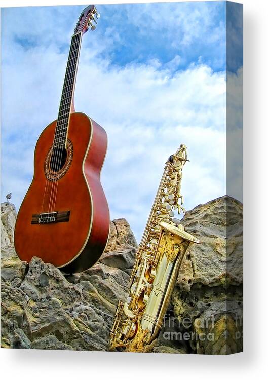Saxophone Canvas Print featuring the photograph Sax and Guitar by Jason Abando